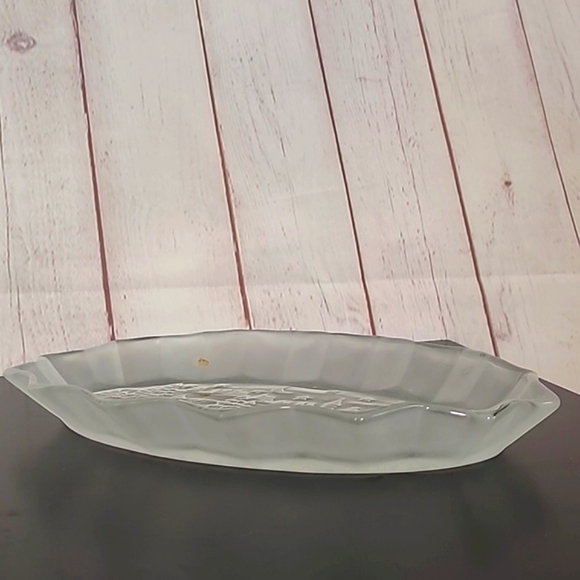 Christmas Scene Santa Claus Reindeer Nighttime Etched Frosted Glass Pie  Platter - Picture 13 of 14